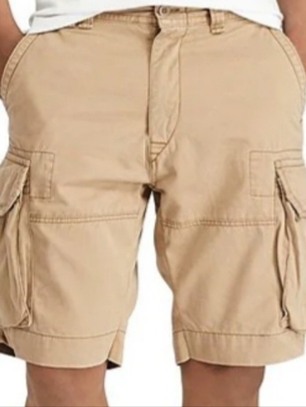 Polo Ralph Lauren Mens Tan Khaki Cargo Shorts Size 38 Classic Polo Chino Cotton